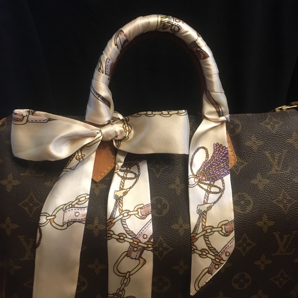 2 scarf ivory pink tassel design handle covers protect your expensive bag